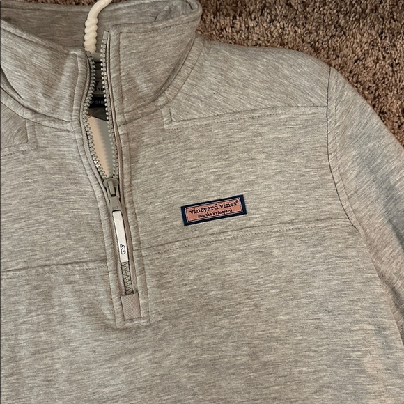 Vineyard Vines Gray Quarter-Zip Pullover Shep Shirt with Fleece Lining - Picture 2 of 5